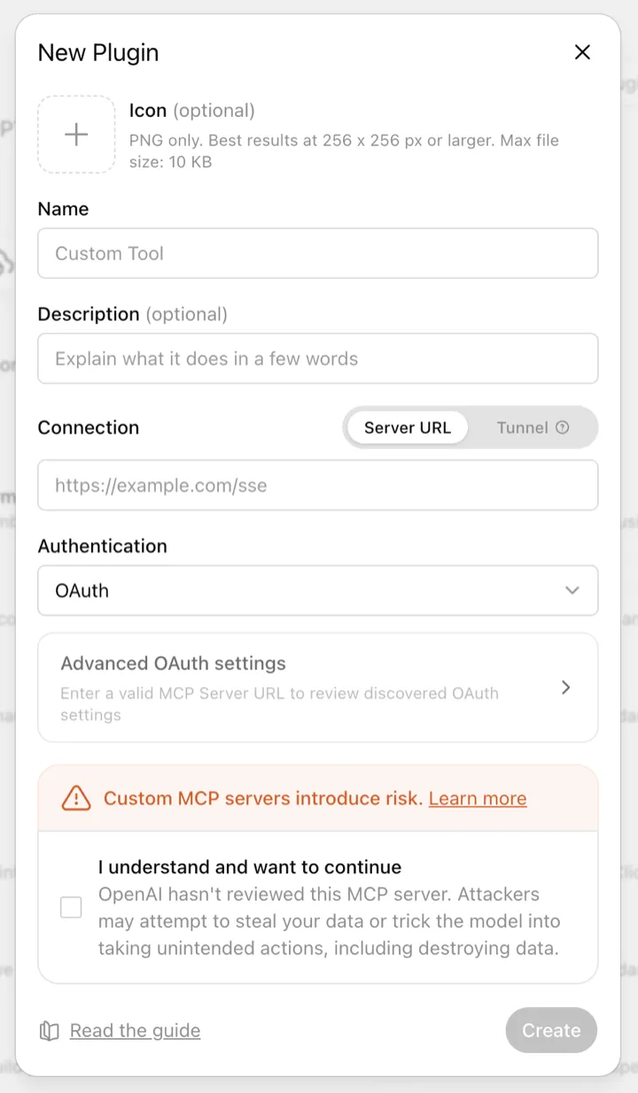 "New Plugin" dialog in ChatGPT