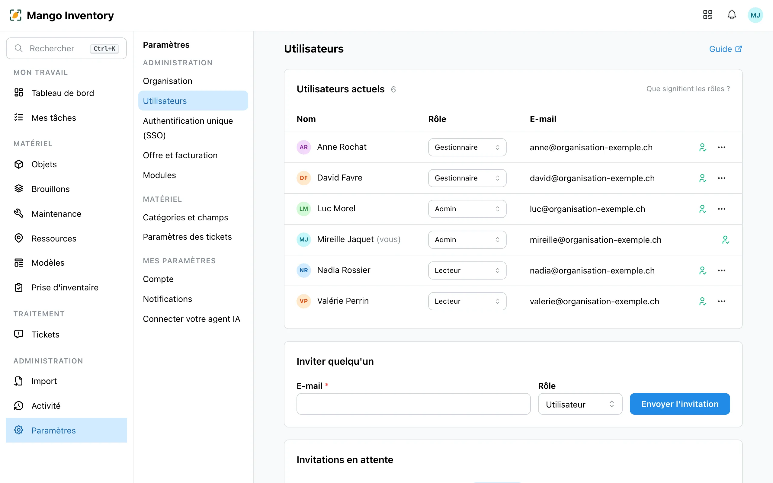 La gestion des utilisateurs avec les invitations