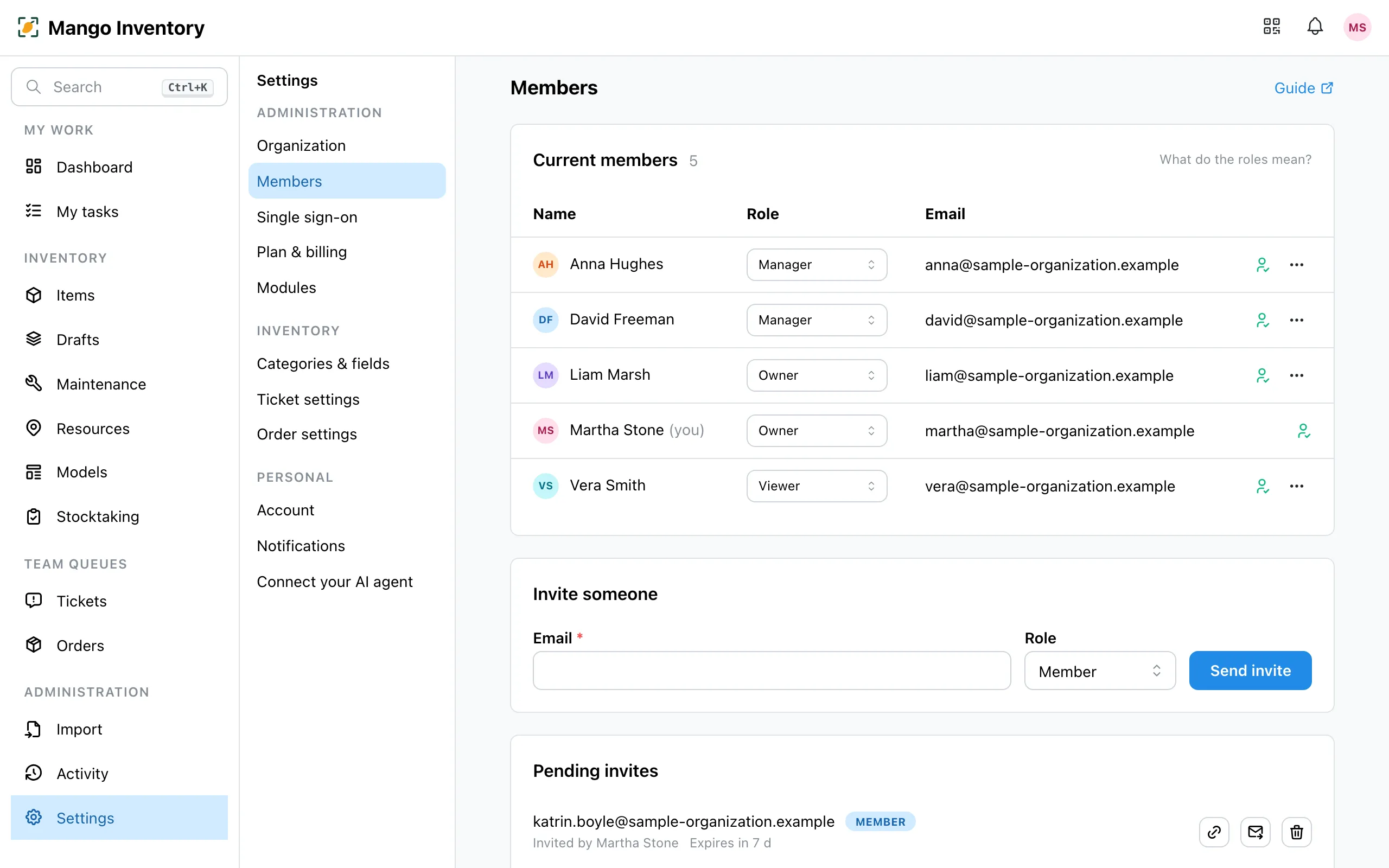 User management with invitations