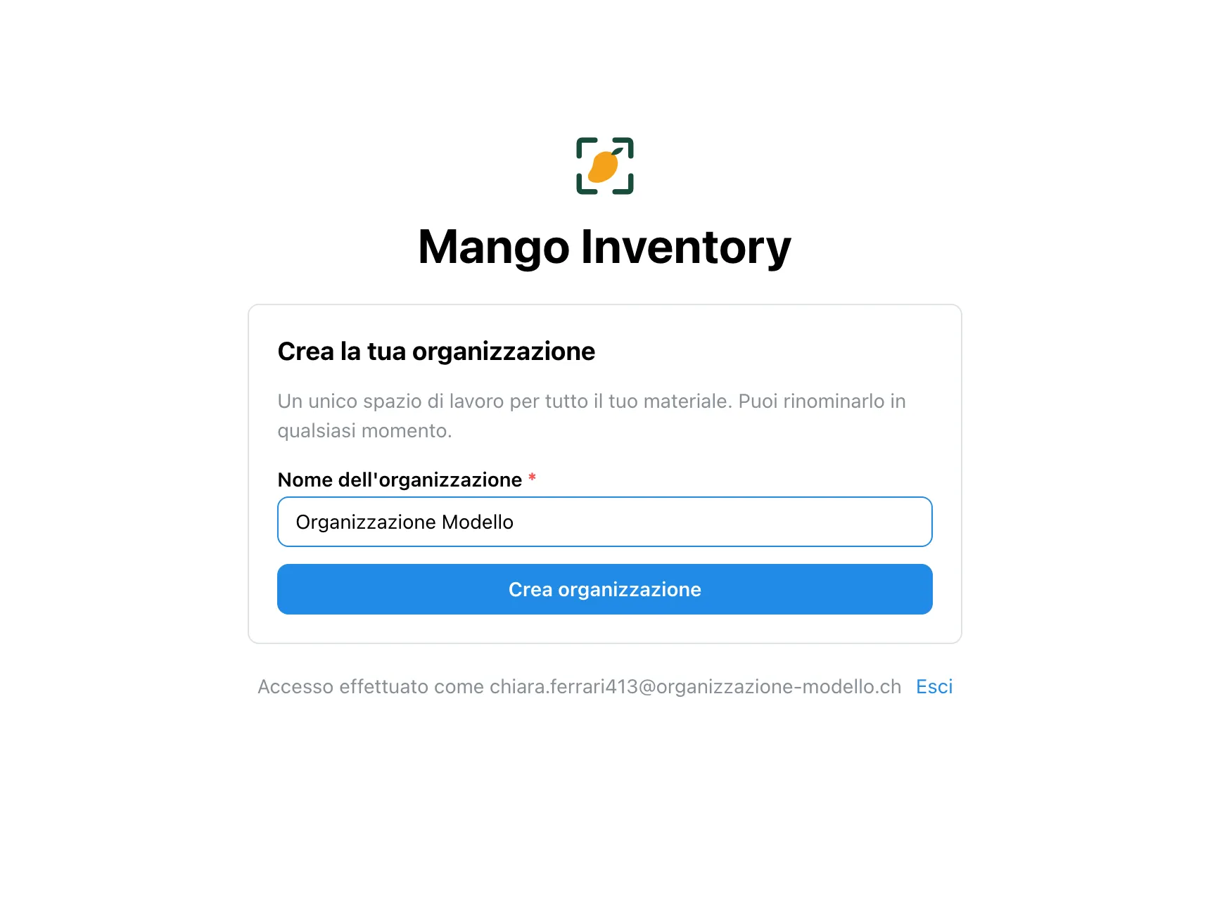 Creazione di un'organizzazione