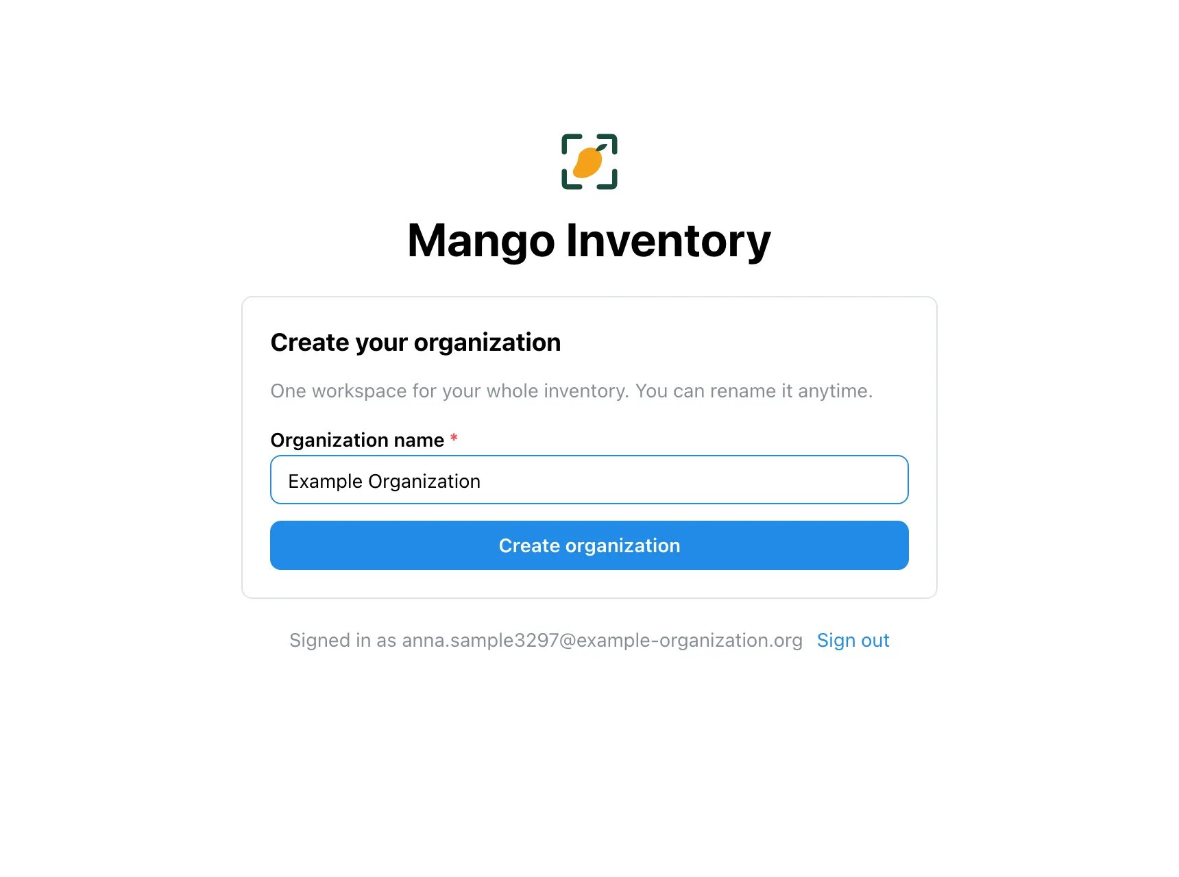 Creating an organization
