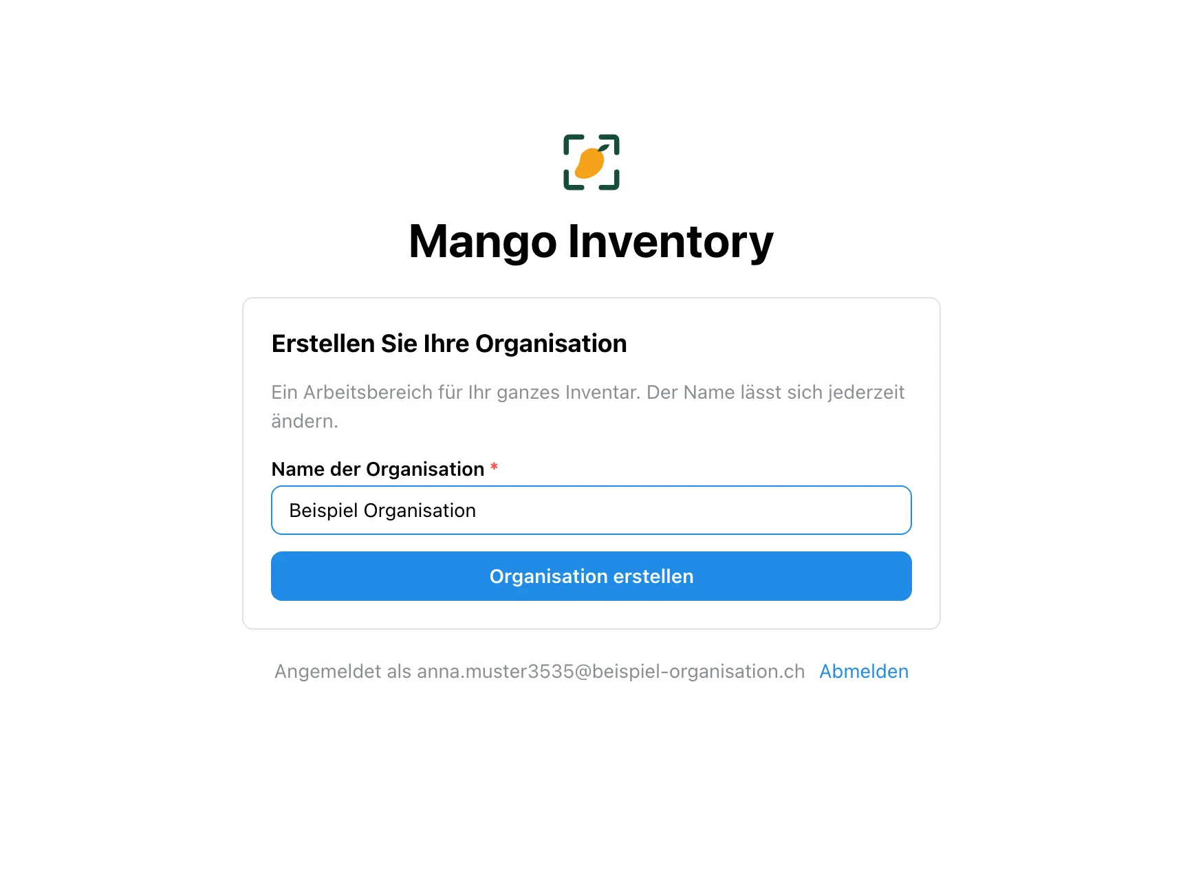 Organisation erstellen