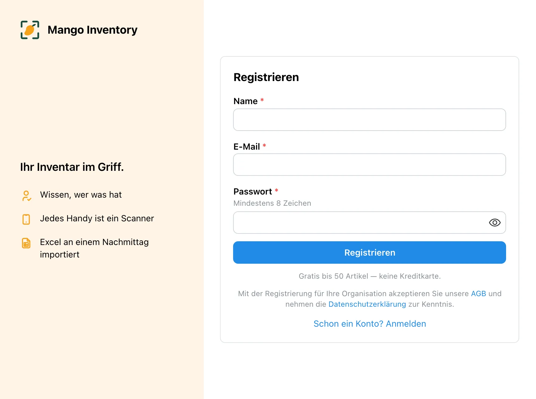 Registrierungsformular
