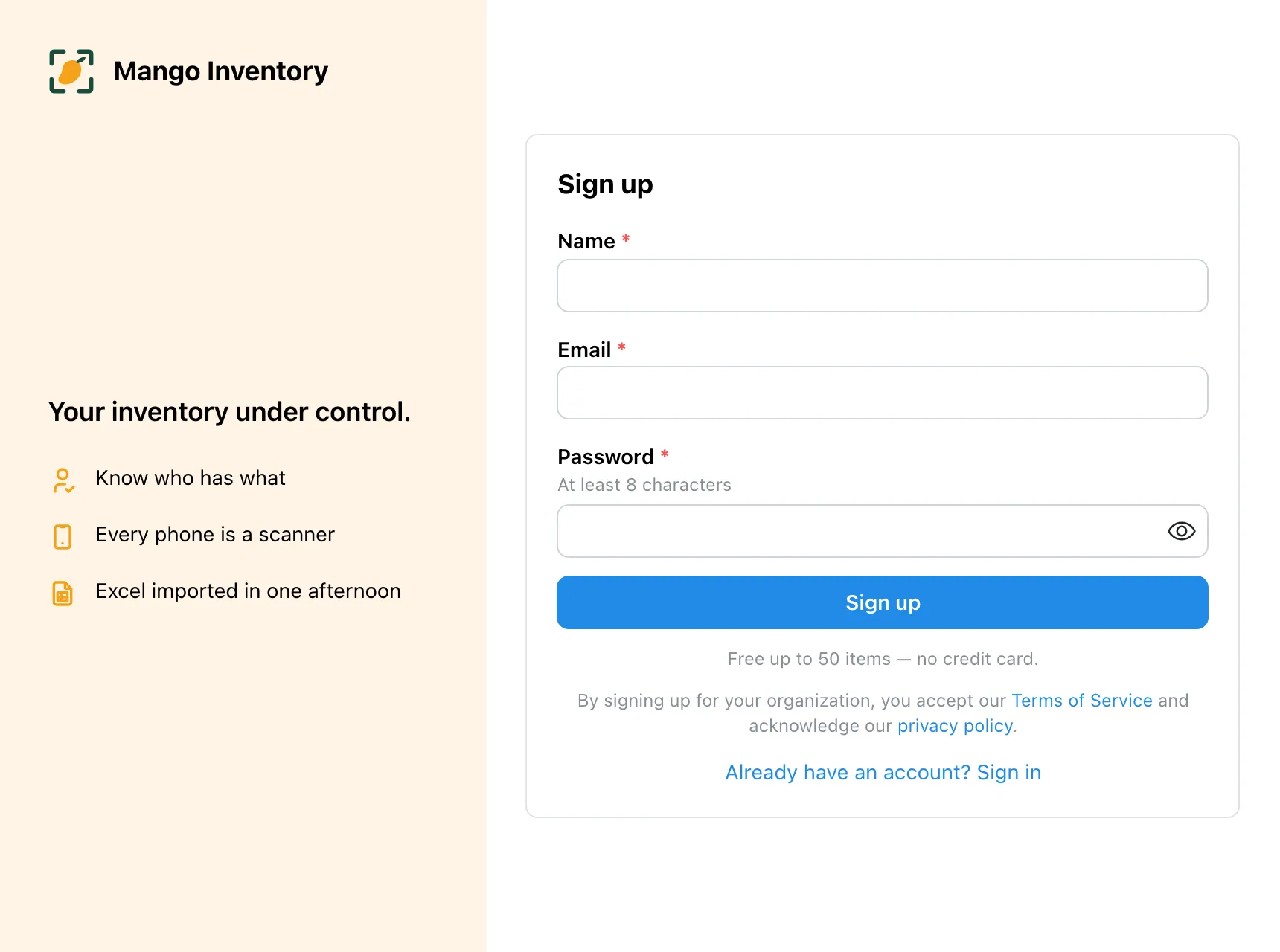 Sign-up form