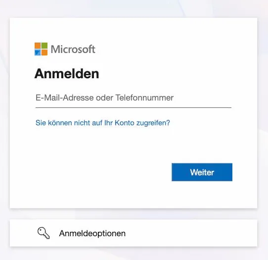 The Microsoft sign-in page in the browser, opened via the consent link